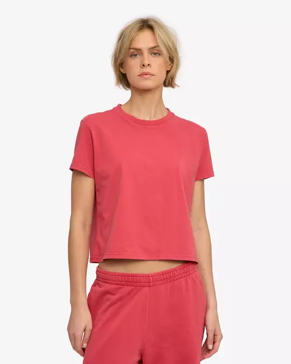 Colorful Standard Organic Boxy Crop T-Shirt Faded Red Damen T-Shirt rot